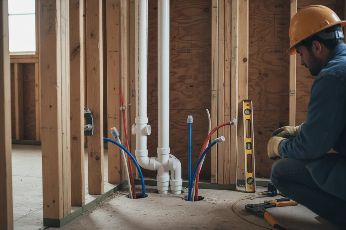 Drain and supply rough-in during Garbage Disposal Repair in Creekside